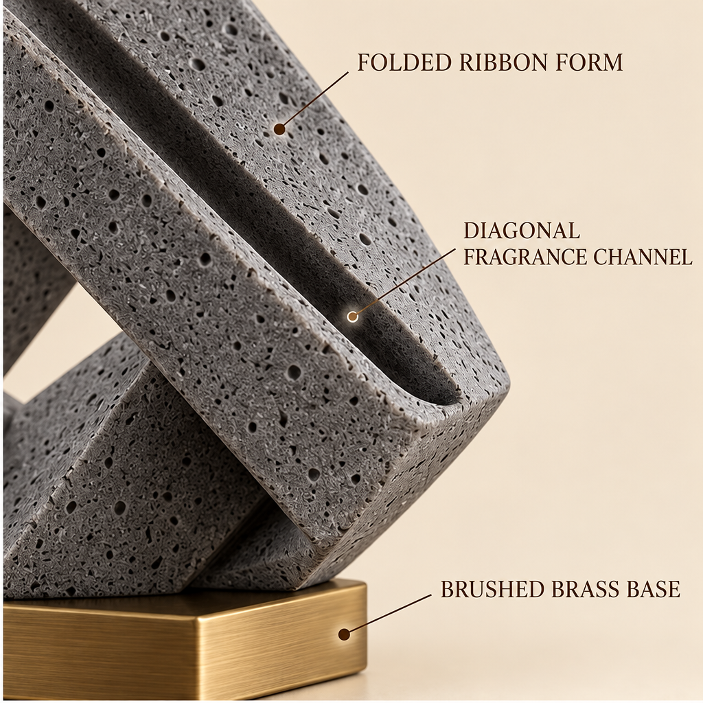 Corqena™ Charcoal Ribbon Aroma Stone — design detail