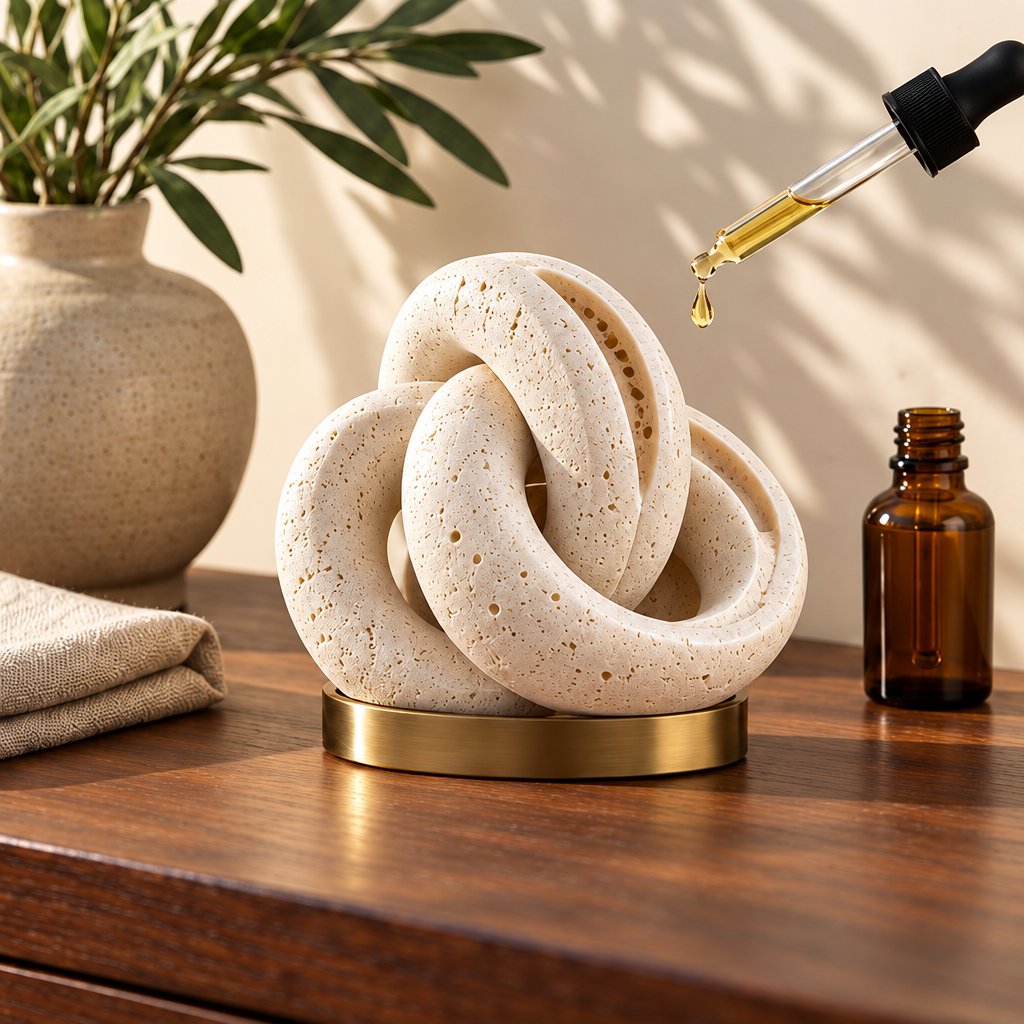 Corqena™ Ivory Knot Aroma Stone — applying aroma oil