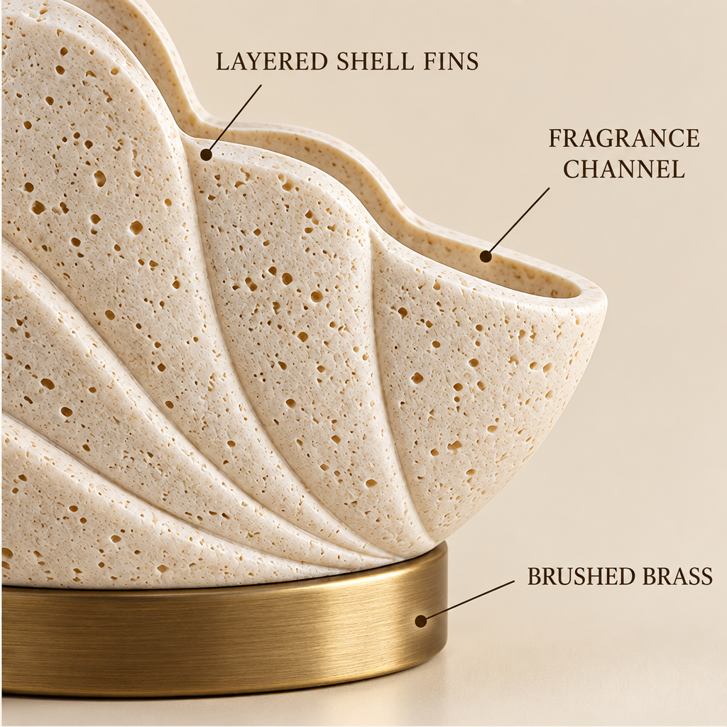Corqena™ Ivory Shell Aroma Stone — design detail
