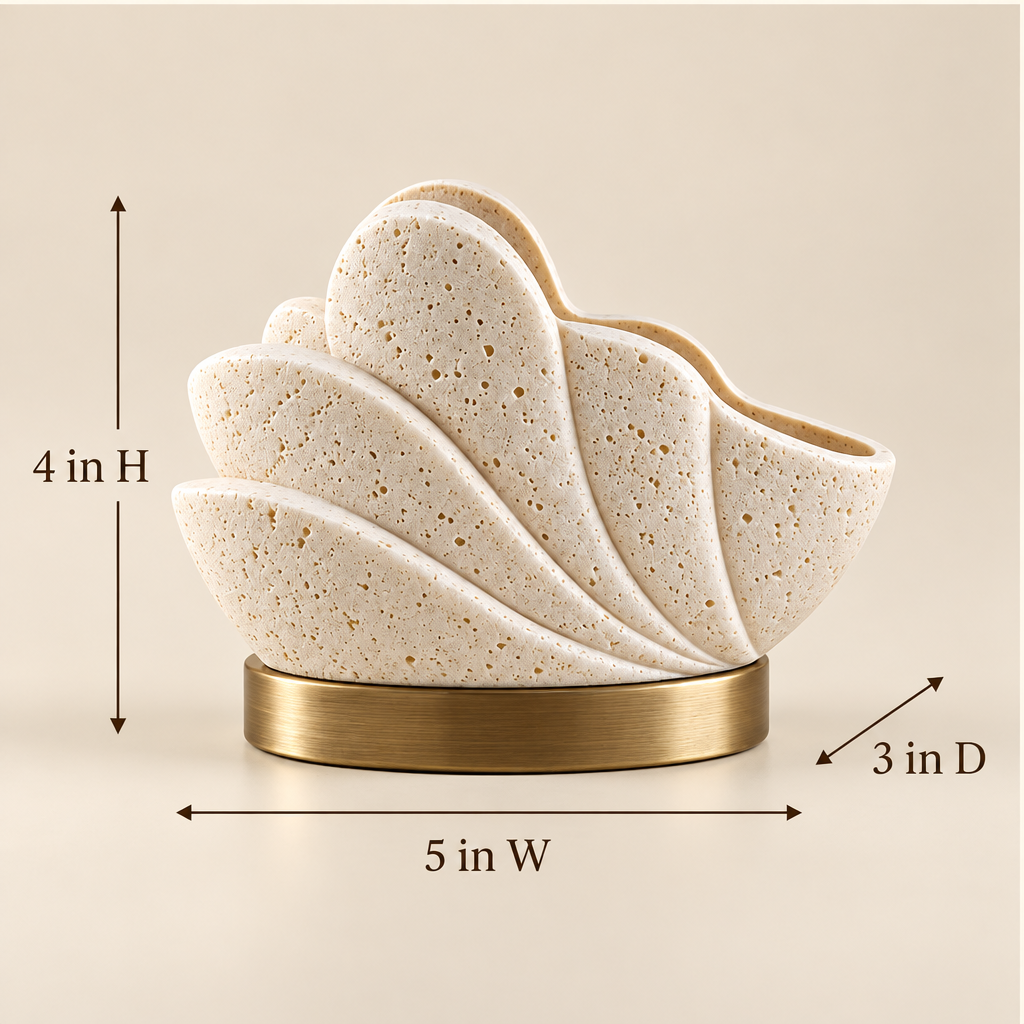 Corqena™ Ivory Shell Aroma Stone — dimensions