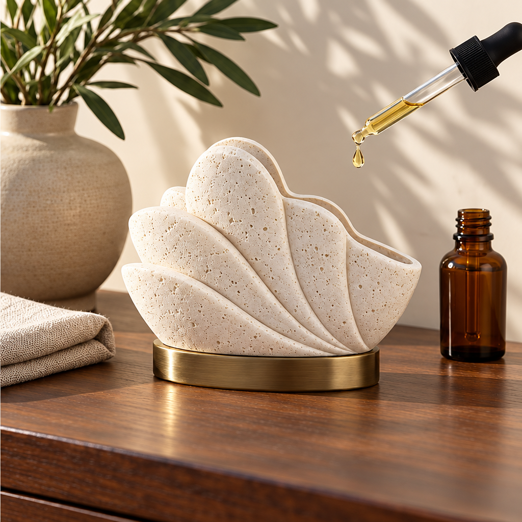Corqena™ Ivory Shell Aroma Stone — applying aroma oil