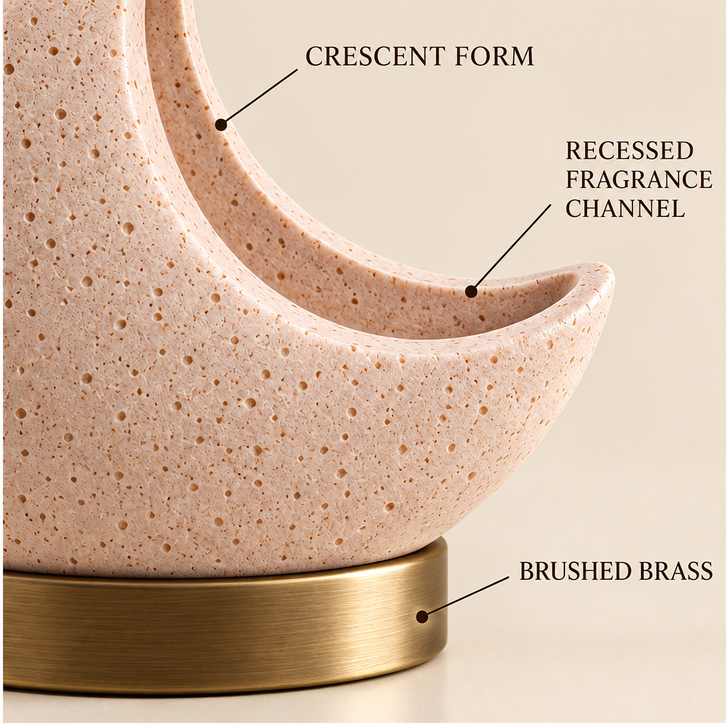 Corqena™ Blush Crescent Aroma Stone — design detail