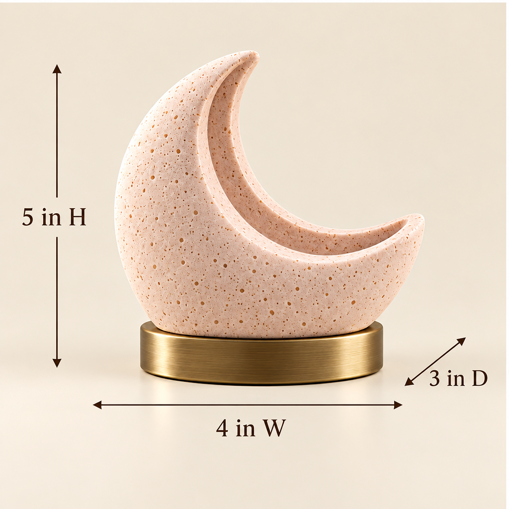 Corqena™ Blush Crescent Aroma Stone — dimensions