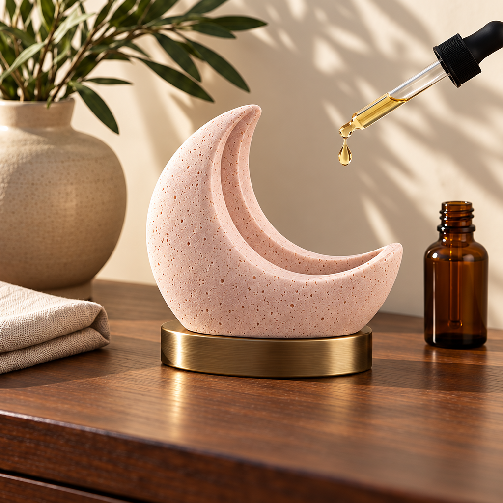 Corqena™ Blush Crescent Aroma Stone — applying aroma oil