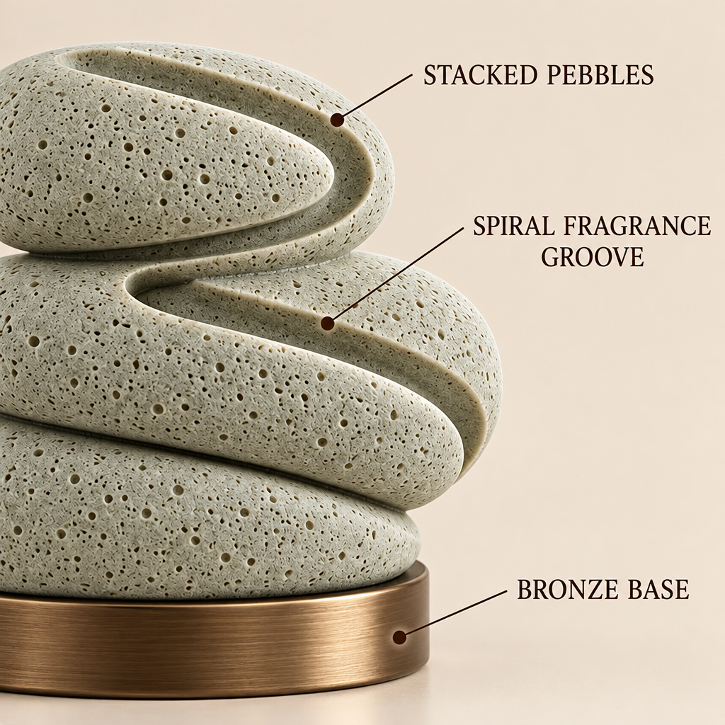 Corqena™ Sage Pebble Aroma Stone — design detail