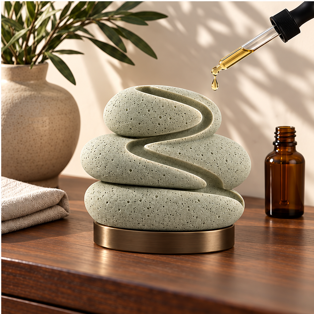 Corqena™ Sage Pebble Aroma Stone — applying aroma oil