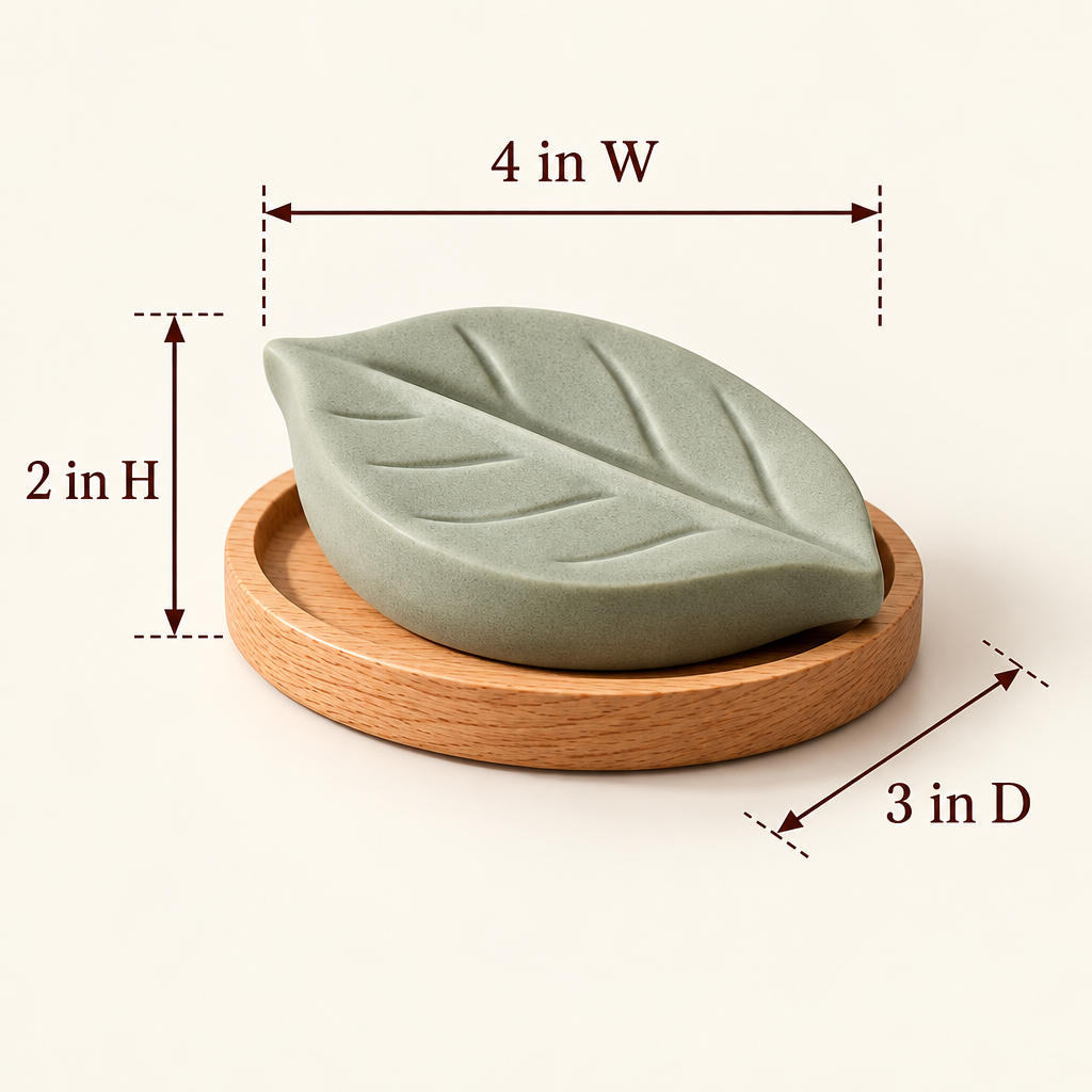 Corqena™ Sage Leaf Aroma Stone — dimensions
