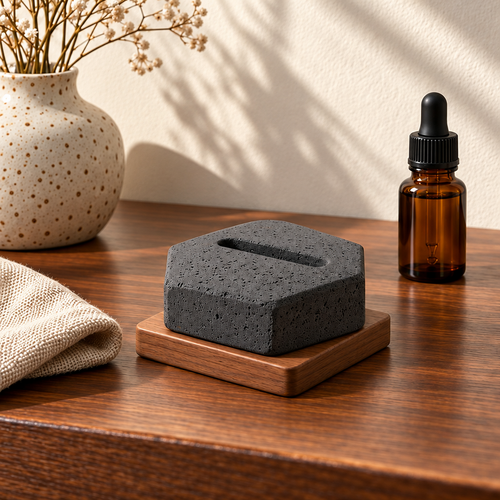 Corqena™ Charcoal Hexagon Aroma Stone — product view