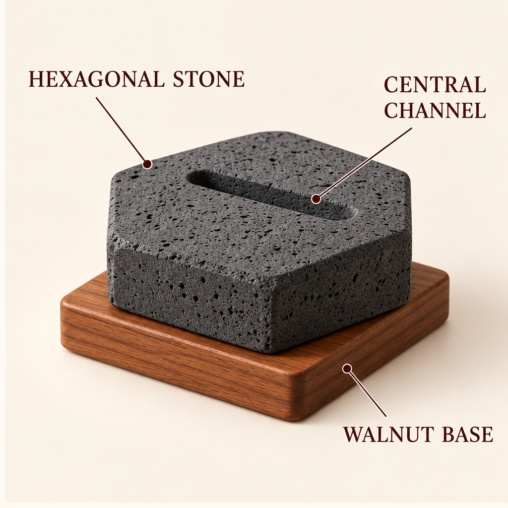 Corqena™ Charcoal Hexagon Aroma Stone — design detail