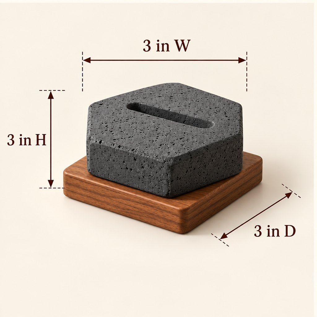 Corqena™ Charcoal Hexagon Aroma Stone — dimensions