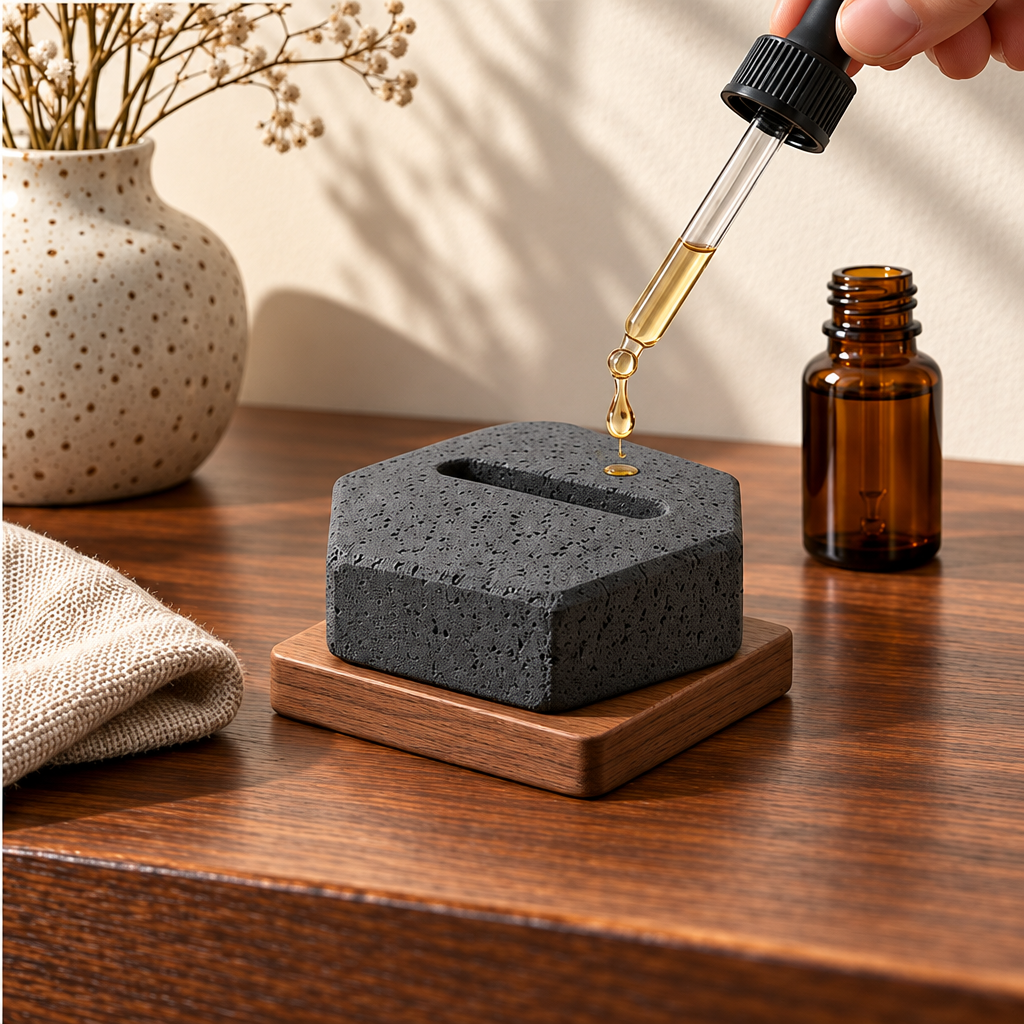 Corqena™ Charcoal Hexagon Aroma Stone — applying aroma oil