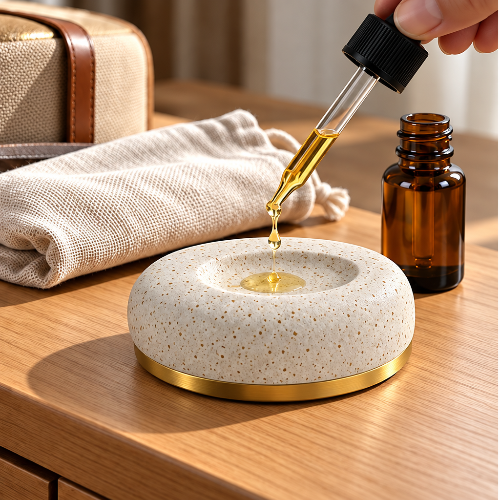Corqena™ Speckled Travel Pebble — applying aroma oil