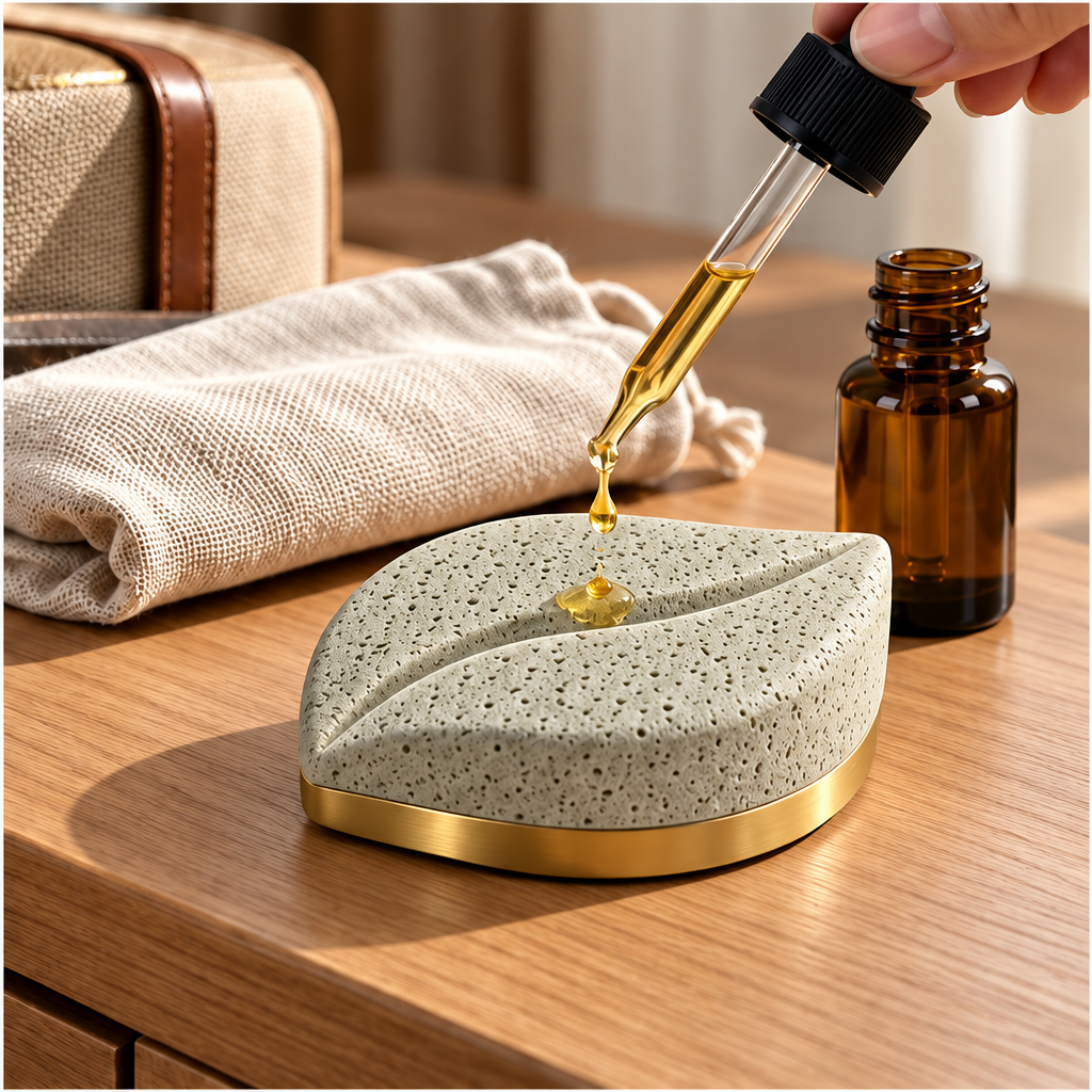 Corqena™ Sage Travel Leaf — applying aroma oil