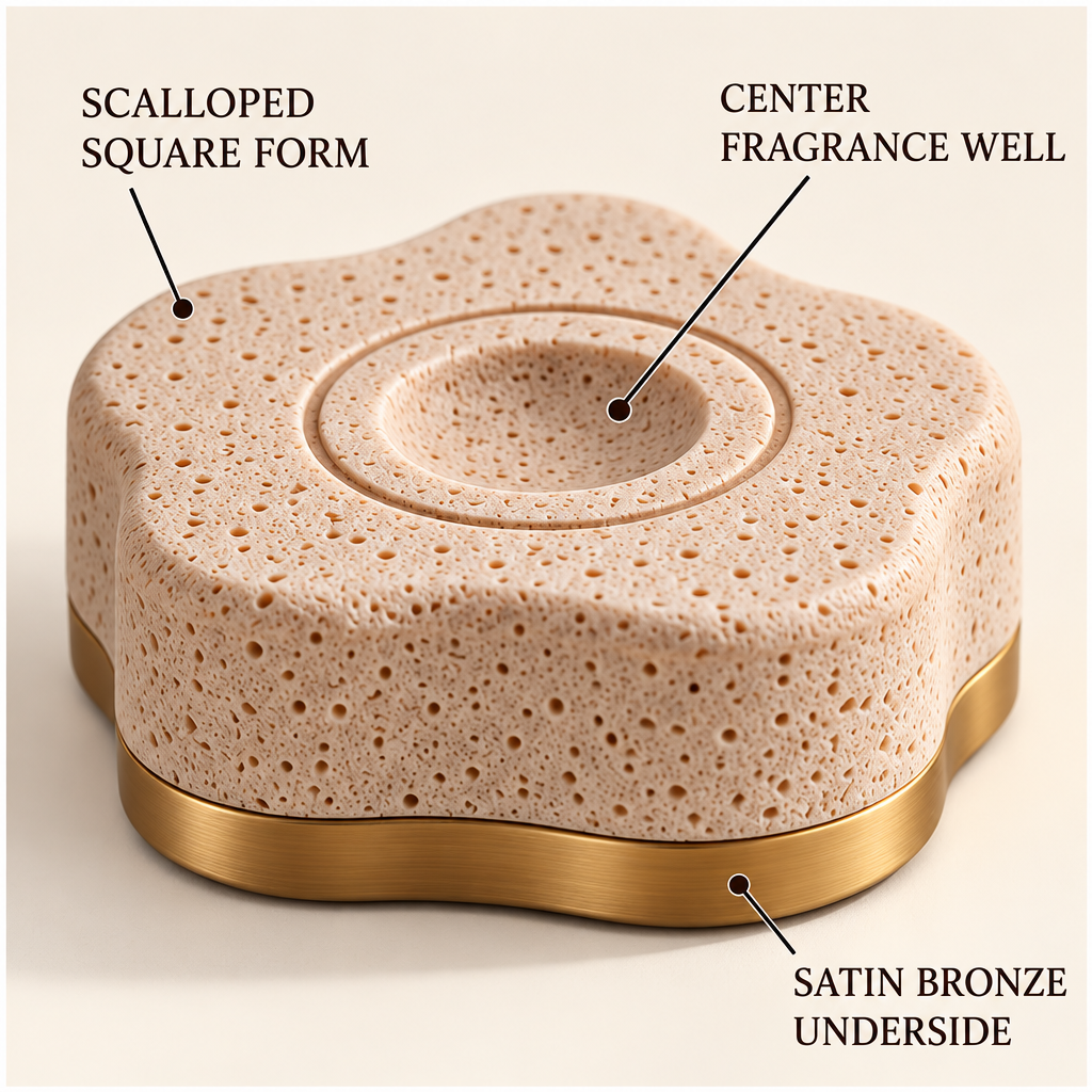 Corqena™ Peach Scallop Travel Stone — design detail