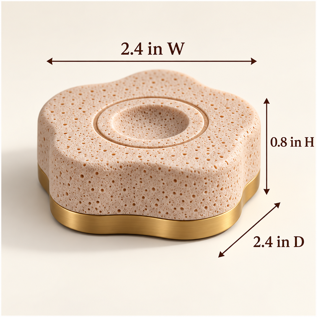 Corqena™ Peach Scallop Travel Stone — dimensions