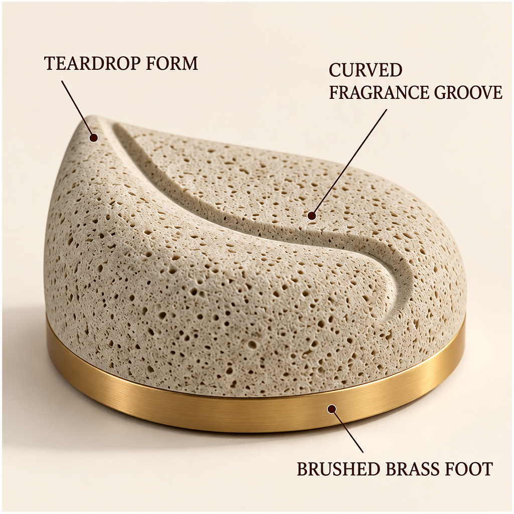 Corqena™ Teardrop Travel Stone — design detail