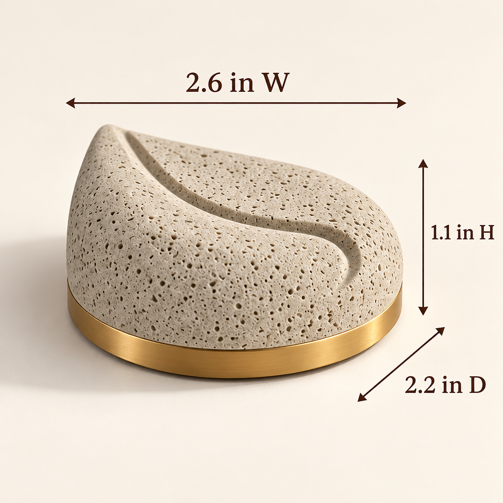 Corqena™ Teardrop Travel Stone — dimensions
