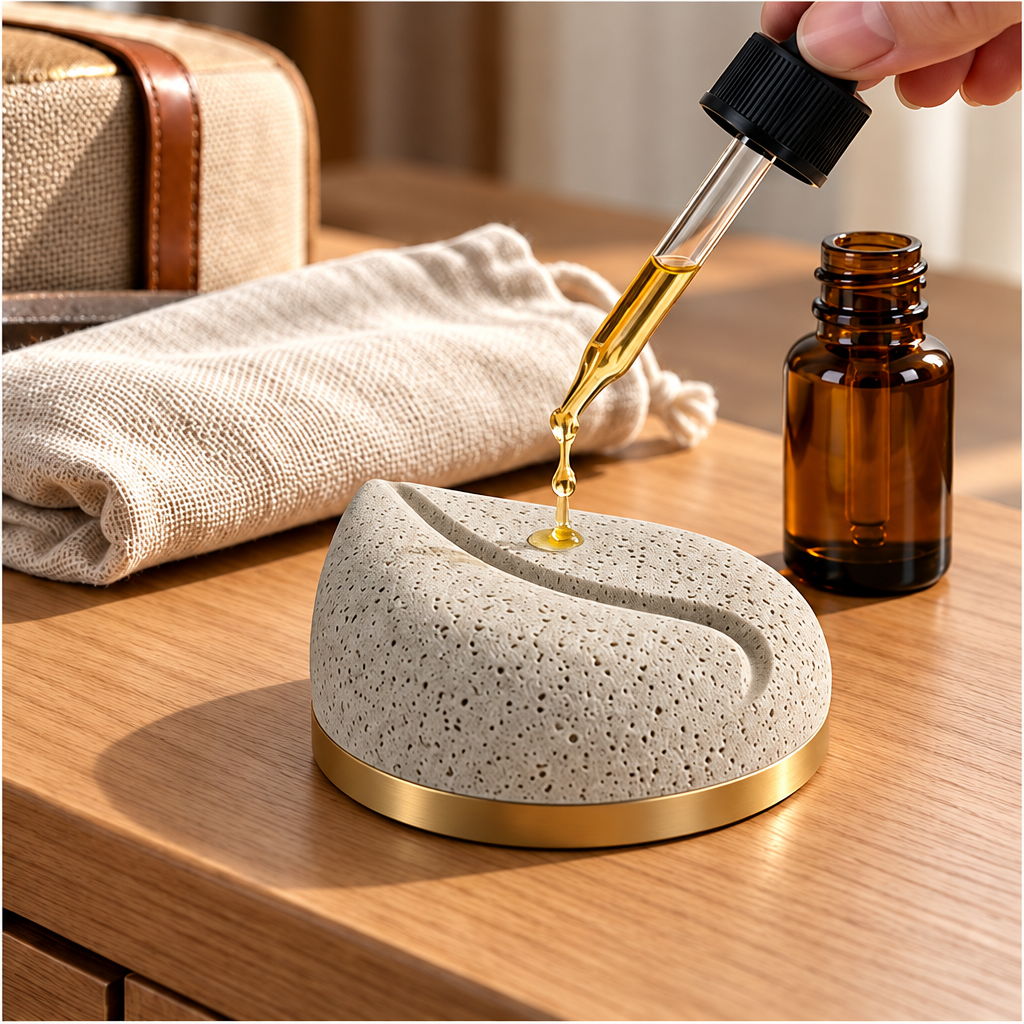 Corqena™ Teardrop Travel Stone — applying aroma oil