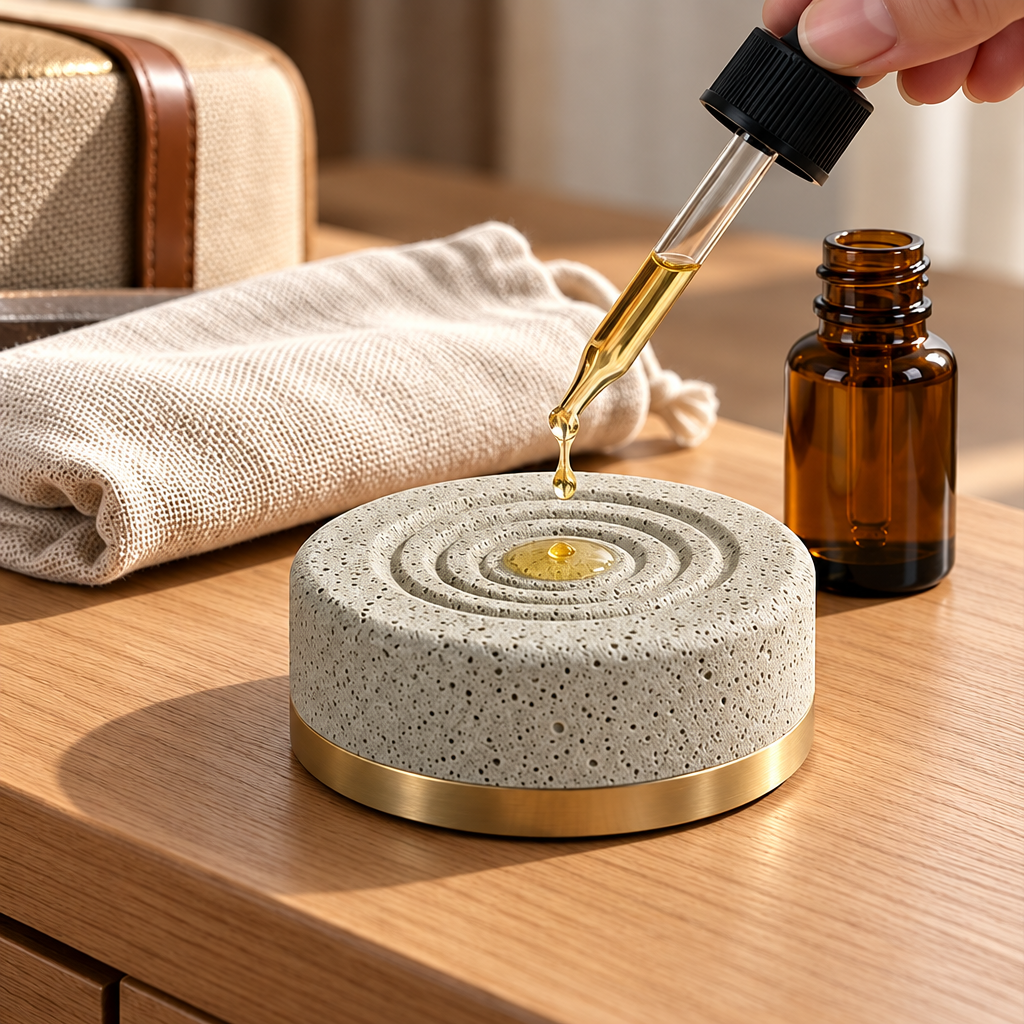 Corqena™ Ripple Travel Stone — applying aroma oil